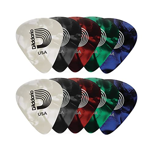 D'Addario Celluloid Guitar Picks - Guitar Accessories - Guitar Picks for Acoustic Guitar, Electric Guitar, Bass Guitar - Natural Feel, Warm Tone
