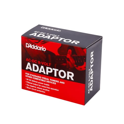 D'Addario Accessories PW-CT-9V DC Power Adapter – Minimize Need to Change Batteries on Pedalboard and Other Devices Requiring 9V – 500mA Max Current – Tip-Negative, Sleeve-Positive Power Supply
