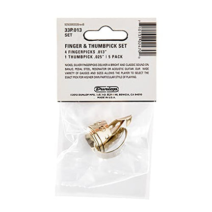 Jim Dunlop 33P013 .013-Inch Nickel Silver Finger and Thumbpicks
