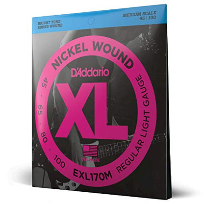 D'Addario Nickel Wound Electric Bass Guitar Strings