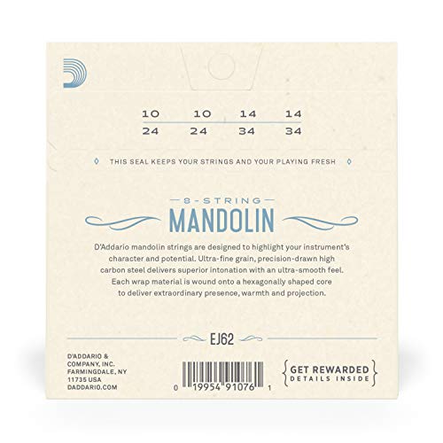 D'Addario EJ70 Phosphor Bronze Mandolin Strings, Ball End, Medium/Light, 11-38