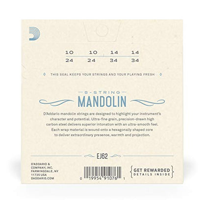 D'Addario EJ70 Phosphor Bronze Mandolin Strings, Ball End, Medium/Light, 11-38