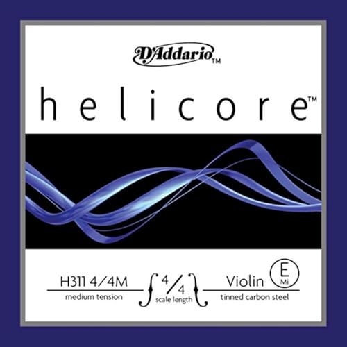 D'Addario Orchestral - Helicore 4/4 Size Violin Strings Set with Plain Steel E String