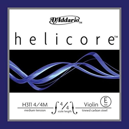 D'Addario Orchestral - Helicore 4/4 Size Violin Strings Set with Plain Steel E String