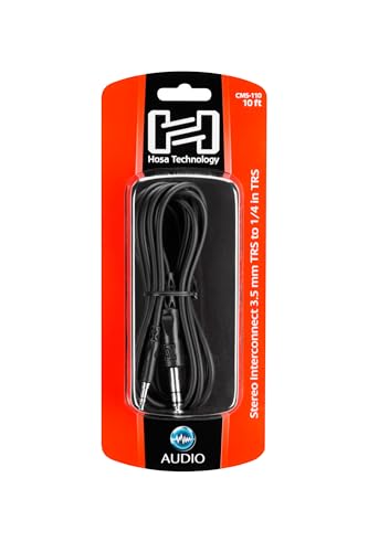 Hosa CMS-110 3.5 mm TRS to 1/4" TRS Stereo Interconnect Cable, 10 Feet