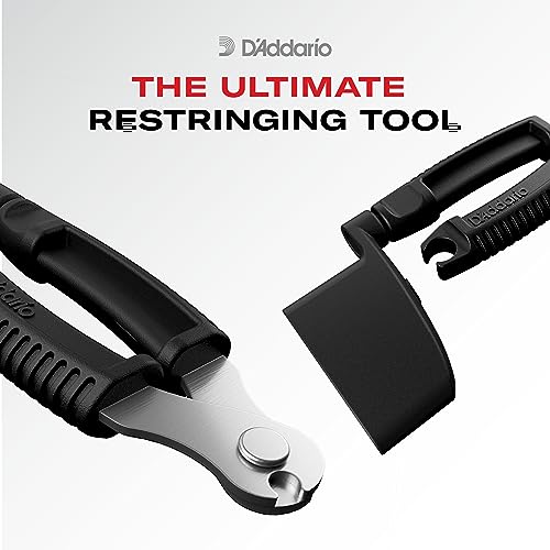D'Addario Accessories Bass Pro-Winder - Bass Guitar String Winder and Cutter, Bridge Pin Puller - Ultimate Ergonomic All in One Bass Tool - Black