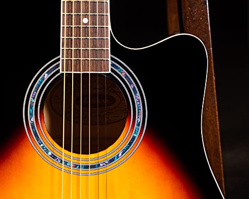 Washburn Vintage Series 6 String Acoustic-Electric Guitar, Right, Tobacco Sunburst (WA90CEVSB)