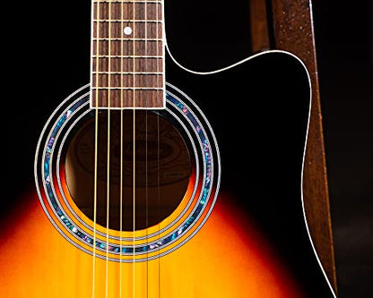 Washburn Vintage Series 6 String Acoustic-Electric Guitar, Right, Tobacco Sunburst (WA90CEVSB)