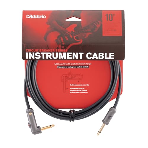D'Addario 10' Circuit Breaker Instrument Cable with Latching Cut-Off Switch