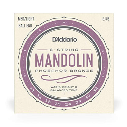 D'Addario EJ70 Phosphor Bronze Mandolin Strings, Ball End, Medium/Light, 11-38