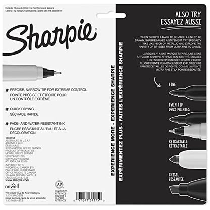 SHARPIE Permanent Markers, Ultra Fine Point, 12 Count