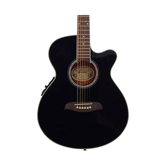 Oscar Schmidt 6 String Acoustic-Electric Guitar, Right, Black (OG8CEB-A-U)