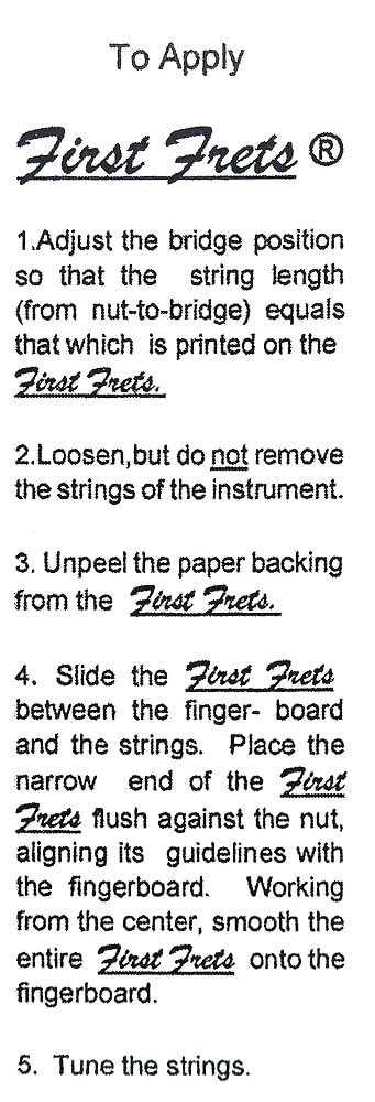 Fingerboard marking FIRST FRET