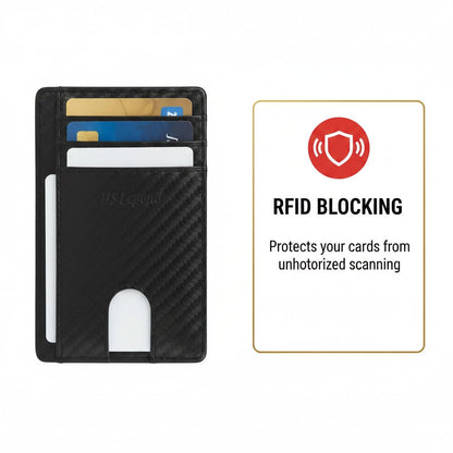 US Legend Slim Minimalist Front Pocket RFID Blocking Leather Wallets for Men and Women - Cross Black