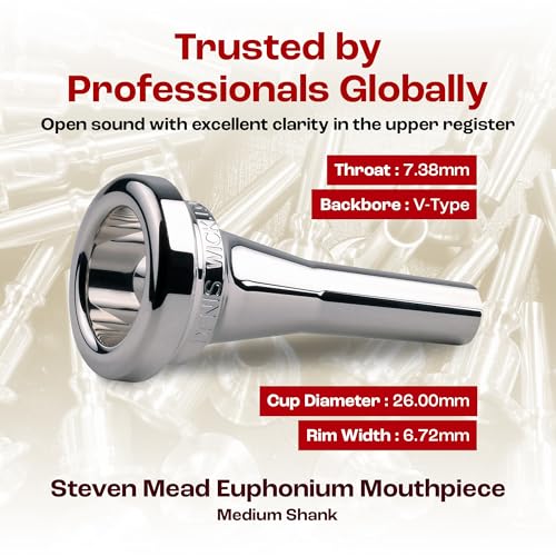 Denis Wick Euphonium S. Mead Mouthpiece Silver Plated | Large Shank Euphonium Mouthpiece | Euphonium Accessories for Enhanced Tone for Euphonium Players