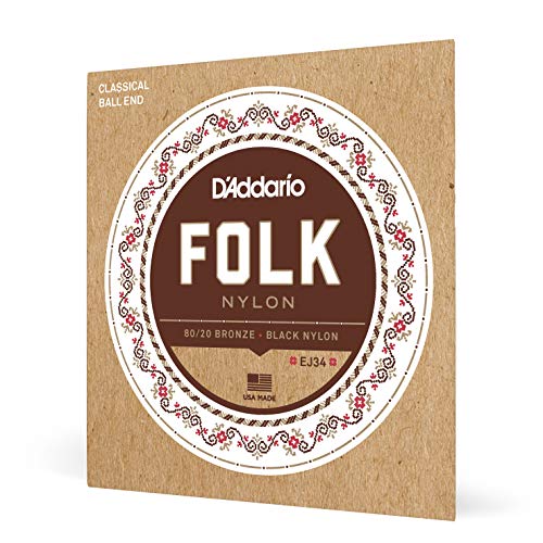 D'Addario Folk Nylon Guitar Strings Ball End Silver