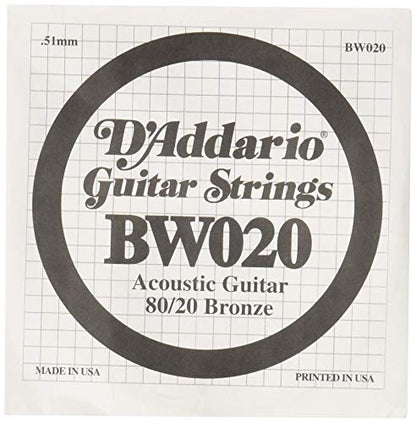 D'Addario BW020 Bronze Wound Acoustic Guitar Single String