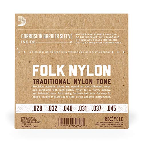 D'Addario Folk Nylon Guitar Strings Ball End Silver