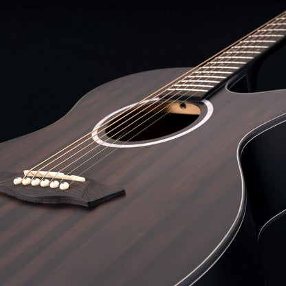 Washburn Electro Acoustic 6 String Guitar, Right, Striped Ebony (DFEACE)