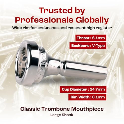 Denis Wick Trombone Classic Mouthpiece Silver Plated | Small Shank Trombone Mouthpiece for Clarity and Warmth | Tenor Trombone Mouthpiece | Great for Trombone Lead Players