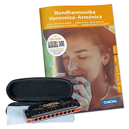 CASCHA HH 1610 DE Professional Blues Harmonica Set with German Instructional Book Plus MP3-CD