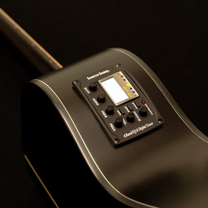 Washburn Electro Acoustic 6 String Guitar, Right, Striped Ebony (DFEACE)