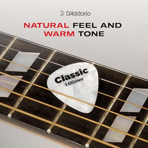 D'Addario Celluloid Guitar Picks - Guitar Accessories - Guitar Picks for Acoustic Guitar, Electric Guitar, Bass Guitar - Natural Feel, Warm Tone
