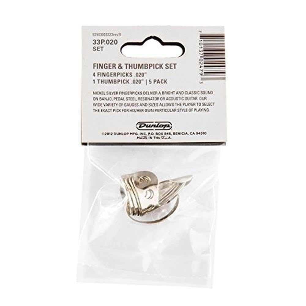 Jim Dunlop 33P013 .013-Inch Nickel Silver Finger and Thumbpicks