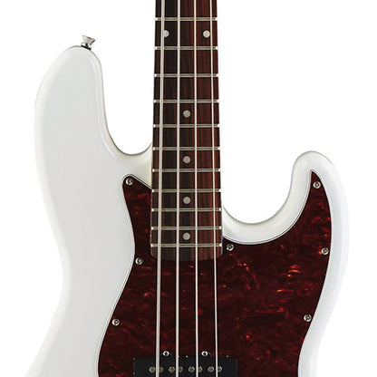 Austin Guitars 4 String Acoustic Bass Guitar, Correcto, White (AJB300WH)