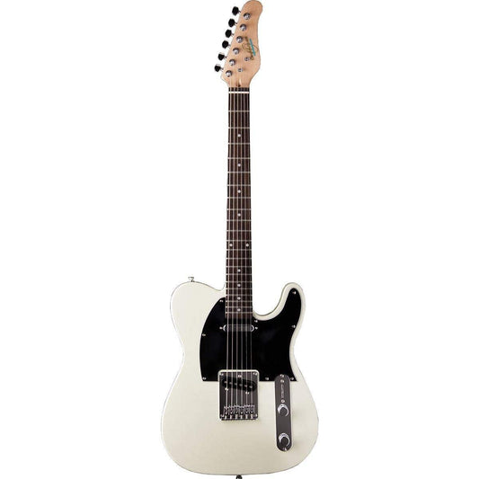 Oscar Schmidt 6 String Electric Guitar Pack, Right, Ivory White (OS-LT-IV-MF-A)