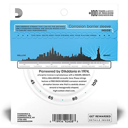 D'Addario Acoustic Bass Guitar Strings - Acoustic Bass Strings - Phosphor Bronze - EPBB170 - Acoustic Bass Guitar 4 String Set - ‎45-100 Gauge - 1 Pack