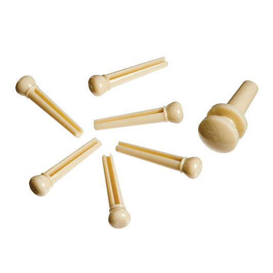 D'Addario Accessories Injected Molded Bridge Pins with End Pin, Set of 7, Ivory