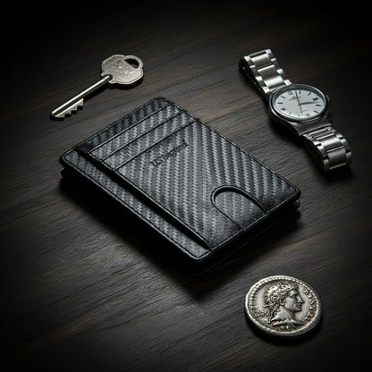 US Legend Slim Minimalist Front Pocket RFID Blocking Leather Wallets for Men and Women - Cross Black