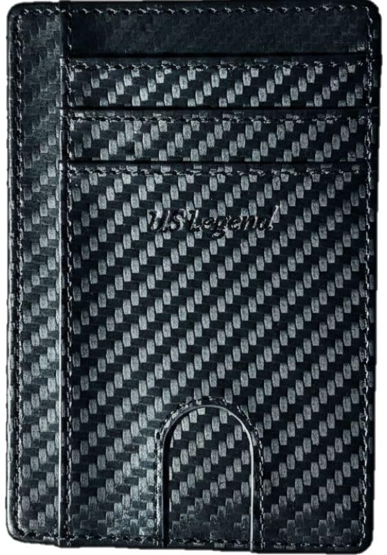 US Legend Slim Minimalist Front Pocket RFID Blocking Leather Wallets for Men and Women - Cross Black