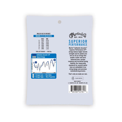 Martin Authentic Acoustic Guitar Strings, Superior Performance Extra Light,Broze