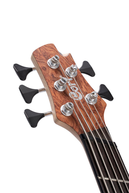 Cort A5BEYONDOPBN Artisan Series A5 Beyond 5 String Bass Guitar, Open Pore Bubinga Natural