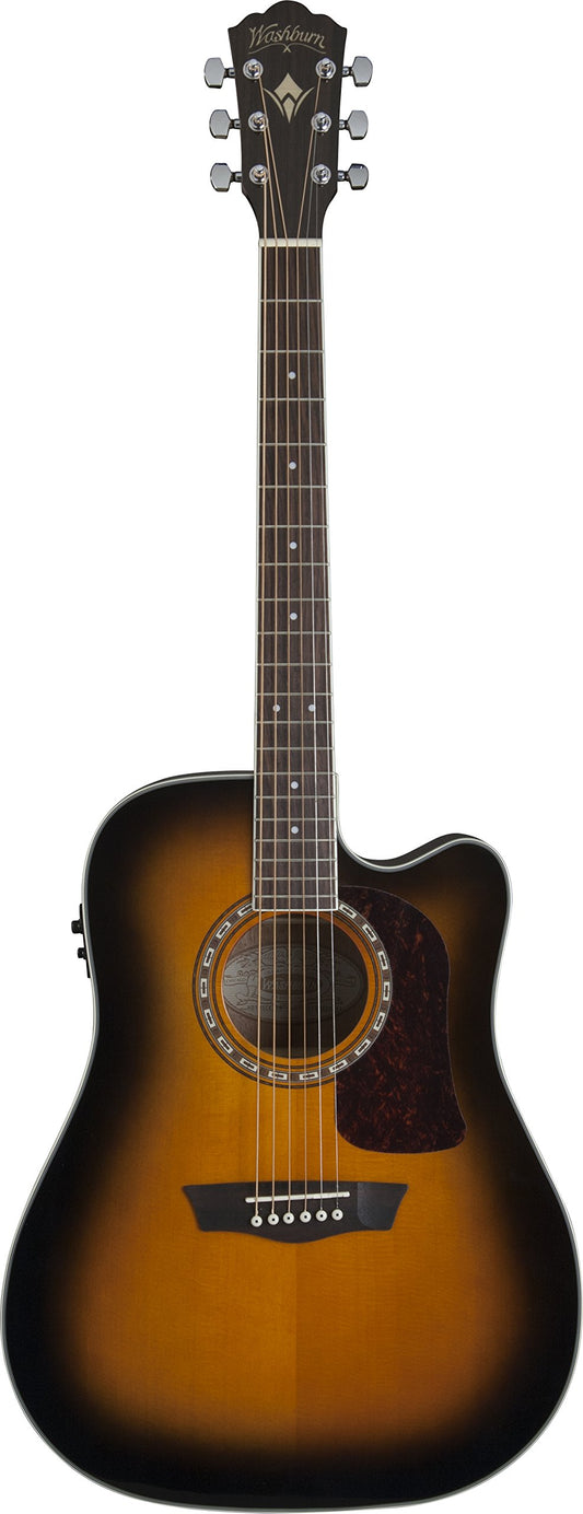 Washburn HD10SCTB-O Heritage 10 Series Acoustic Cutaway Guitar, Tobacco Burst Gloss