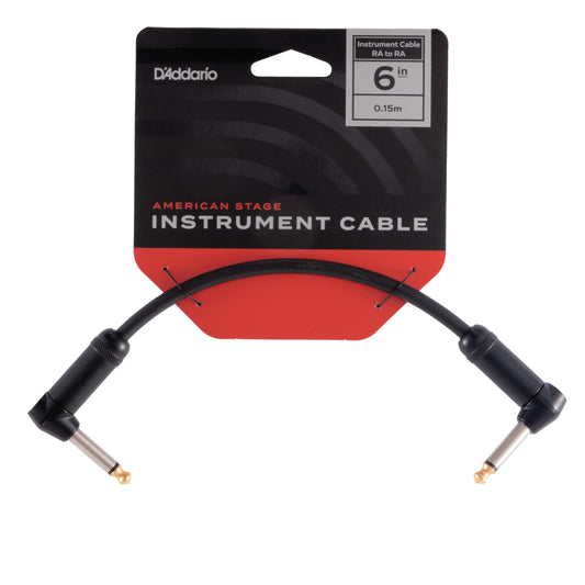 D'Addario Accessories Guitar Cable - Guitar Patch Cable - Geo Tip Technology - Shielded for Noise Reduction - 6 Inch/0.15 Meters - Right Angle Ends - 1 Pack
