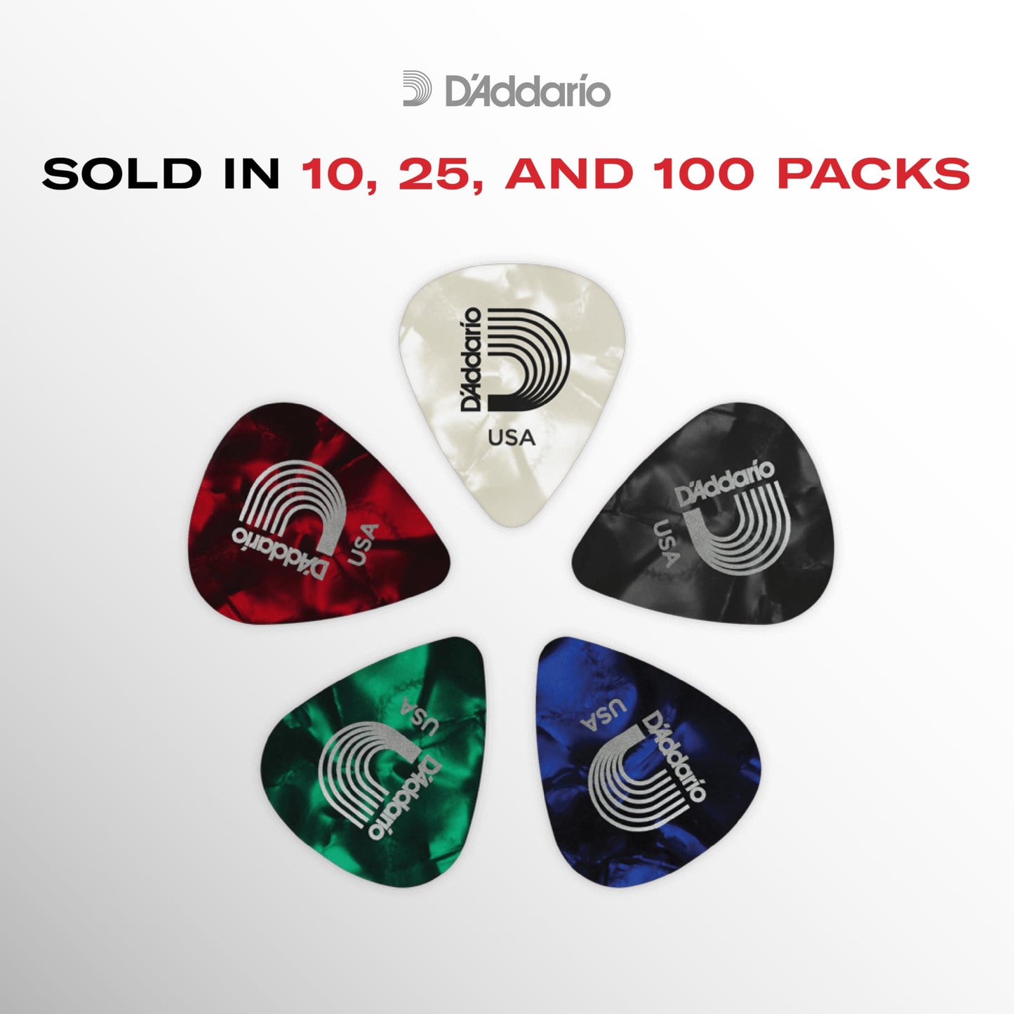 D'Addario Celluloid Guitar Picks - Guitar Accessories - Guitar Picks for Acoustic Guitar, Electric Guitar, Bass Guitar - Natural Feel, Warm Tone