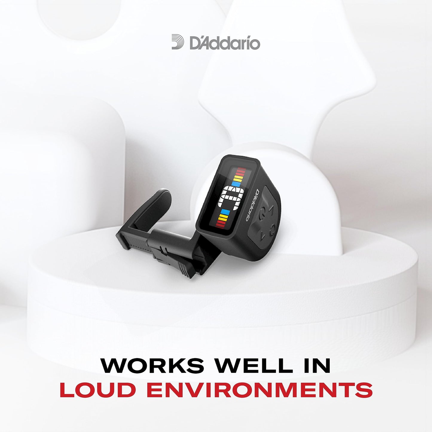 D'Addario Guitar Tuner - Micro Headstock Rechargeable Tuner - Tuner for Acoustic Guitar, Electric Guitar, Bass Guitar
