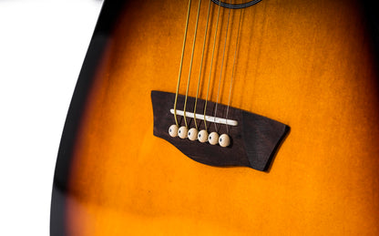 Washburn Vintage Series 6 String Acoustic-Electric Guitar, Right, Tobacco Sunburst (WA90CEVSB)