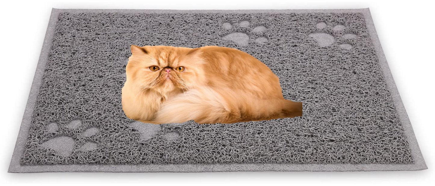 Excellent Quality Gray Cat Litter Trap Mat with Non-Slip Backing, Cleans Easy, Dirt Catcher, Soft on Cats Paws