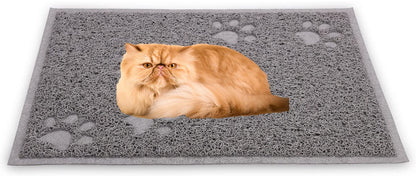 Excellent Quality Gray Cat Litter Trap Mat with Non-Slip Backing, Cleans Easy, Dirt Catcher, Soft on Cats Paws