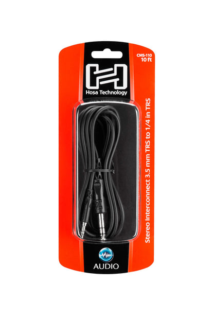 Hosa CMS-110 3.5 mm TRS to 1/4" TRS Stereo Interconnect Cable, 10 Feet
