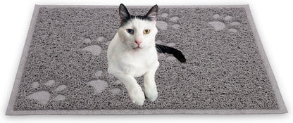 Excellent Quality Gray Cat Litter Trap Mat with Non-Slip Backing, Cleans Easy, Dirt Catcher, Soft on Cats Paws