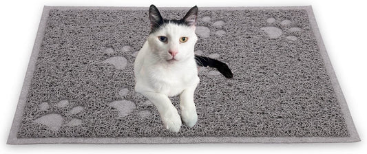 Excellent Quality Gray Cat Litter Trap Mat with Non-Slip Backing, Cleans Easy, Dirt Catcher, Soft on Cats Paws