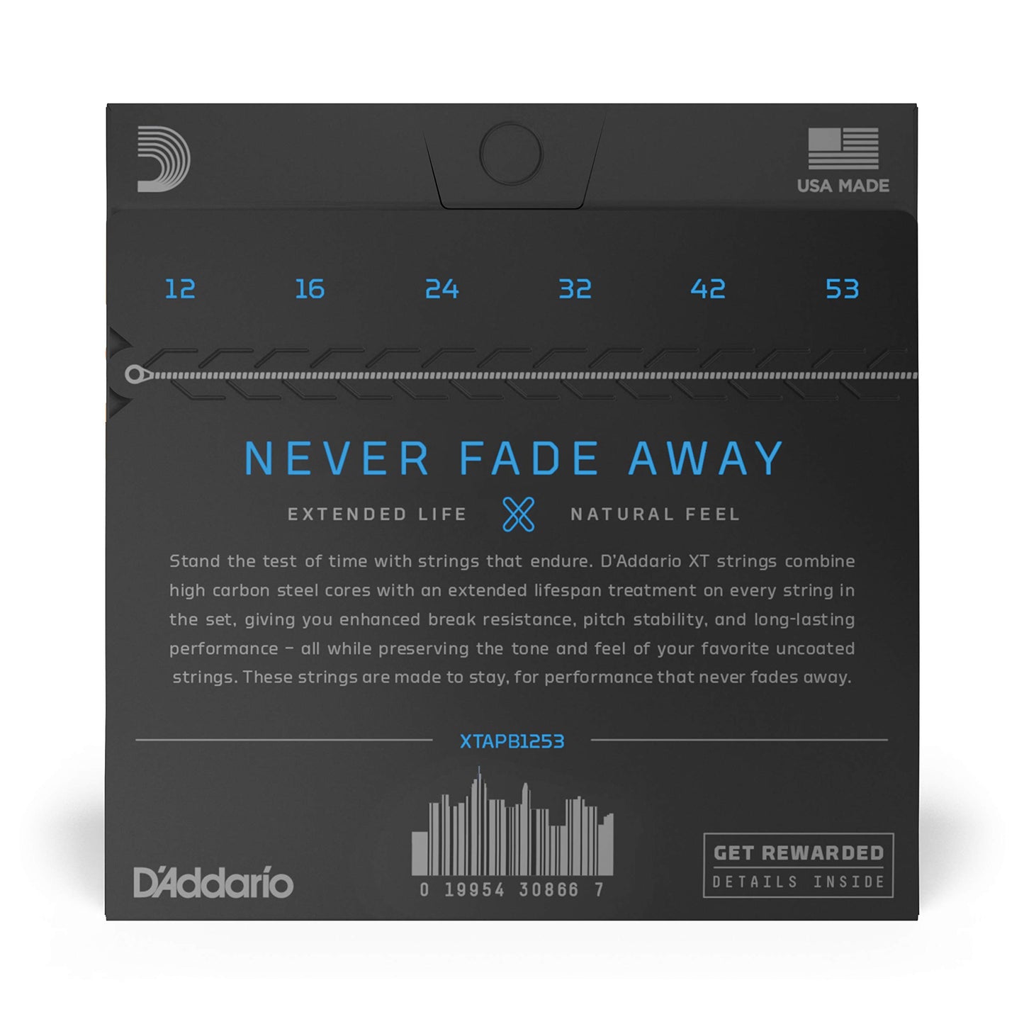D'Addario Guitar Strings - XT Phosphor Bronze Coated Acoustic Guitar Strings - Extended String Life with Natural Tone & Feel - For 6 String Guitars -