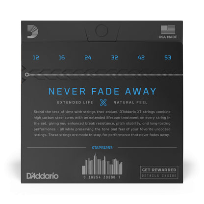 D'Addario Guitar Strings - XT Phosphor Bronze Coated Acoustic Guitar Strings - Extended String Life with Natural Tone & Feel - For 6 String Guitars -