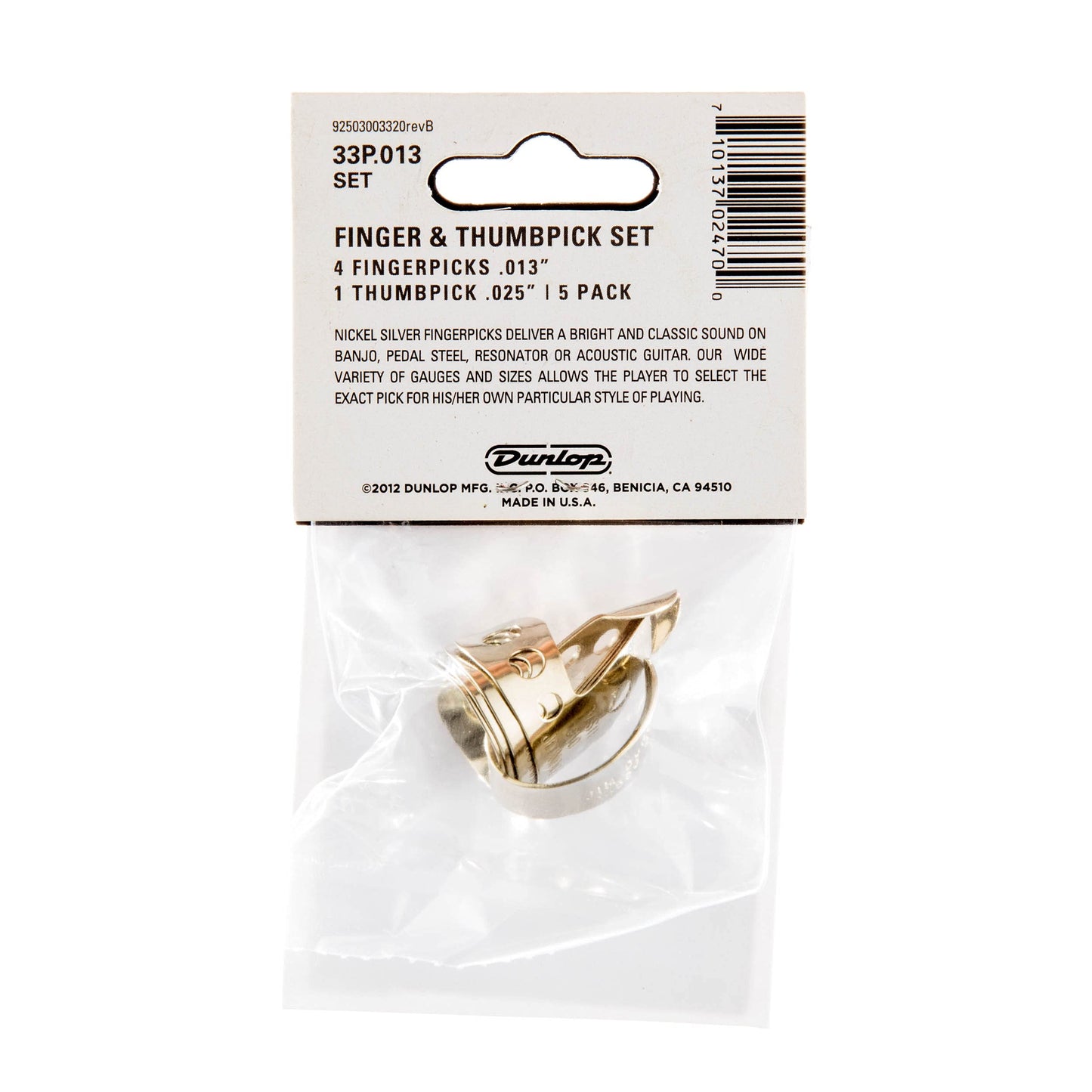 Jim Dunlop 33P013 .013-Inch Nickel Silver Finger and Thumbpicks