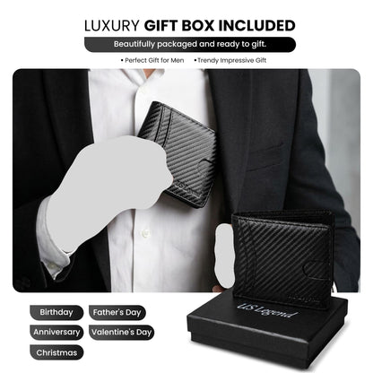 US Legend Wallet for Men Slim RFID Blocking Mens Wallet Leather Bifold Sleek, Gift for Men, 13 card slots, 2 ID Window Slots, With Luxury Gift Box